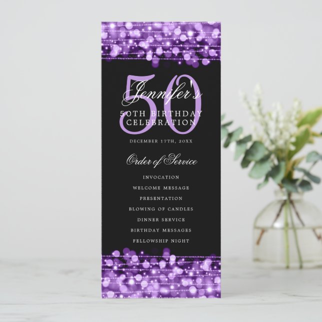 Elegant 50. Geburtstag Programm Lila Vielen Dank (Stehend Vorderseite)