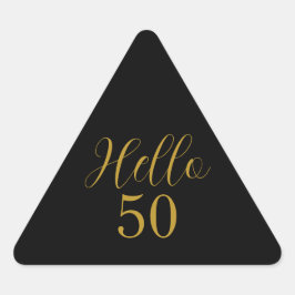 Elegant 50. Geburtstag Schwarzes Gold Dreieckiger Aufkleber