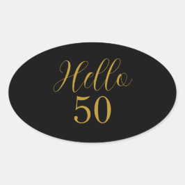 Elegant 50. Geburtstag Schwarzes Gold Ovaler Aufkleber