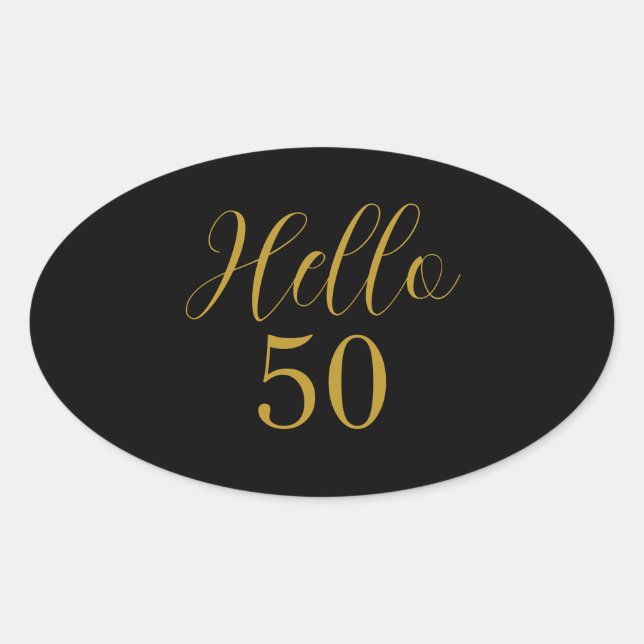 Elegant 50. Geburtstag Schwarzes Gold Ovaler Aufkleber (Vorderseite)