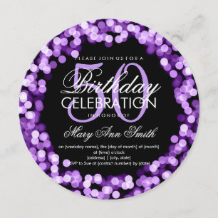 Elegant 50. Geburtstag Sparkling Lights Lila Einladung