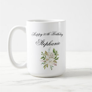 Elegant 50. Geburtstagsfloral Kaffeetasse