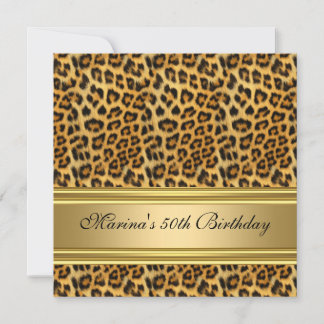 Elegant 50. Geburtstagsparty Black Gold Cheetah Einladung