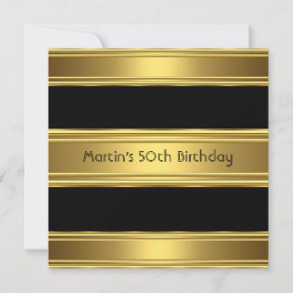 Elegant 50. Geburtstagsparty Black Gold Mans Einladung