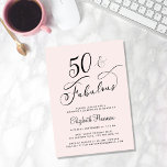 Elegant 50. Geburtstagsparty Pink Einladung<br><div class="desc">Einfache,  elegante und schicke Pink 50. Geburtstagsfeier mit "50 & Fabulous" in stilvoller Kalligrafie. Fügen Sie ihren Namen und die Party-Details hinzu.</div>