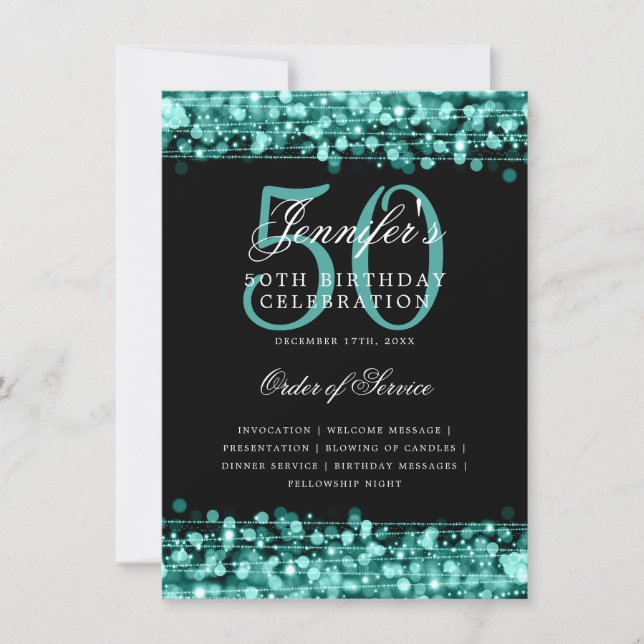 Elegant 50. Geburtstagsparty Programm Türkisches M (Vorderseite)
