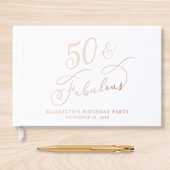 Elegant 50. Geburtstagsparty Rose Gold Gästebuch (Von Creator hochgeladen)