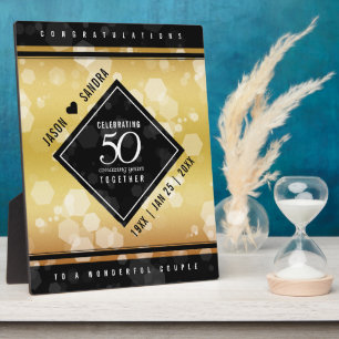 Elegant 50. Golden Wedding Anniversary Plaque Fotoplatte