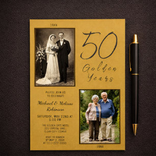 Elegant 50 Goldene Jahre 50. Hochzeitstag Einladung