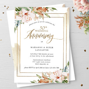 Elegant 50. Hochzeitssaison Wasserfarben Einladung