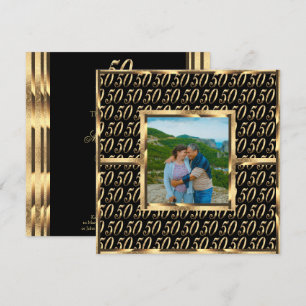 Elegant 50 Jahre Einladung Black and Gold