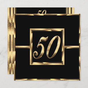 Elegant 50 Jahre Einladung Black and Gold