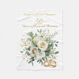 Elegant 50 Jahre Jubiläum White Roses Gold Rings Fleecedecke