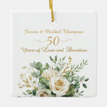 Elegant 50 Jahre Jubiläum White Roses Gold Rings