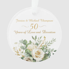 Elegant 50 Jahre Jubiläum White Roses Gold Rings Ornament