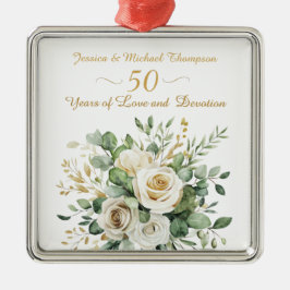 Elegant 50 Jahre Jubiläum White Roses Gold Rings Ornament Aus Metall