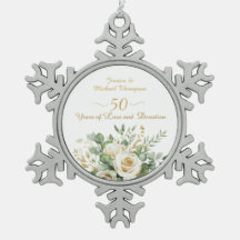 Elegant 50 Jahre Jubiläum White Roses Gold Rings
