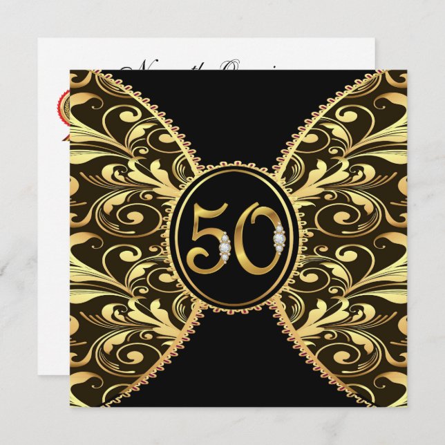 Elegant 50 Jubiläum oder Einladung zum Geburtstag (Vorne/Hinten)