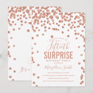 Elegant 50. Überraschung Geburtstags-Rose Gold Einladung