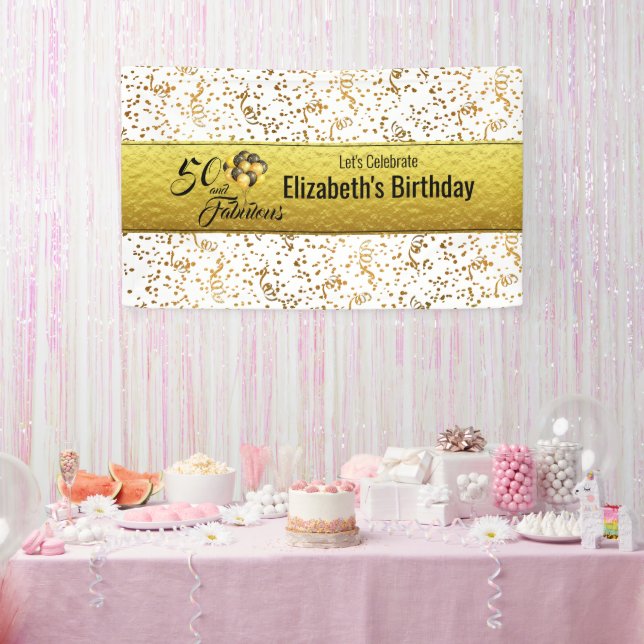 Elegant 50 und fabelhaft Gold Foil Confetti Banner (Party)