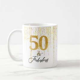 Elegant 50 und fabelhaft in Gold und Schwarz Kaffeetasse