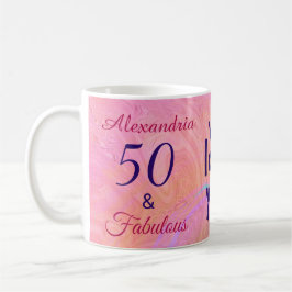 Elegant 50 und fabelhaft rosa Wasserfarbe Custom Kaffeetasse