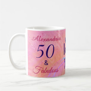 Elegant 50 und fabelhaft rosa Wasserfarbe Custom Kaffeetasse