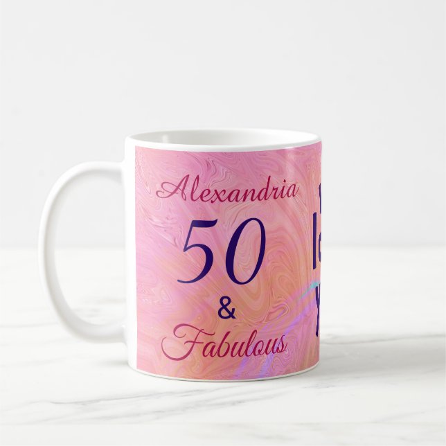 Elegant 50 und fabelhaft rosa Wasserfarbe Custom Kaffeetasse (Links)