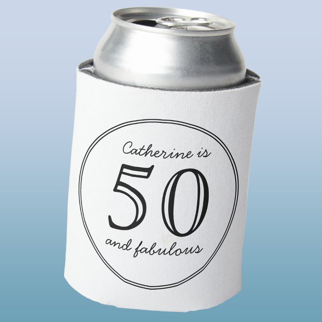 Elegant 50 und fabelhafter Name Geburtstag Dosenkühler (Fifty 50 and fabulous personalized name birthday can cooler)