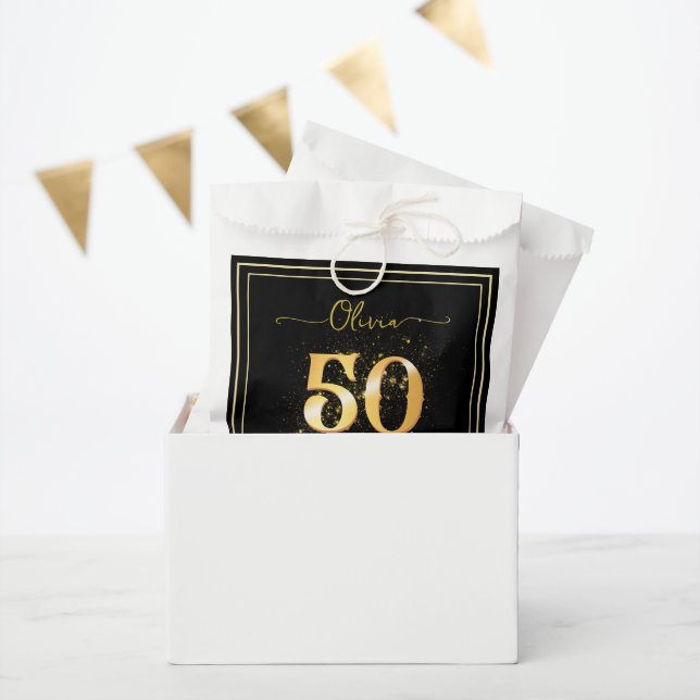 Elegant 50 und fabelhaftes Gold Black Geschenktütchen (Party)