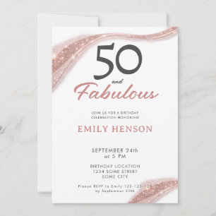 Elegant 50 und Fabulous Rose Gold Geburtstag Einladung