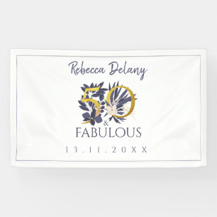 Elegant 50 und prächtig florales Gold 50. Geburtst Banner