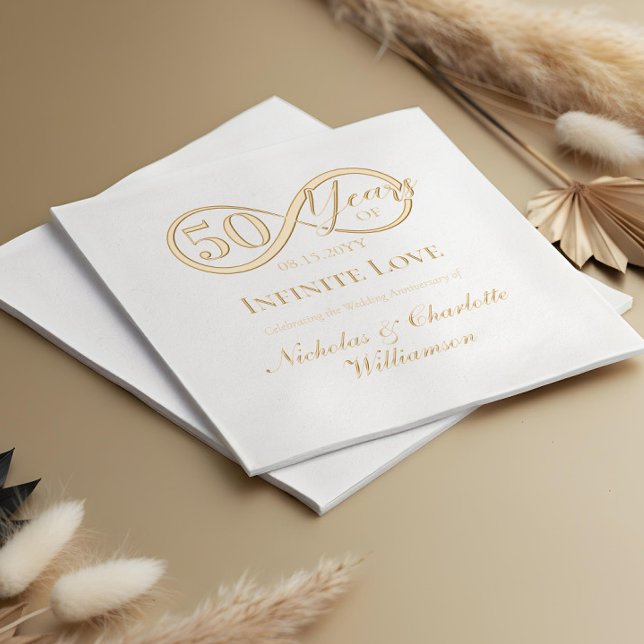Elegant 50th Anniversary Milestone Infinity Love Servietten Mit Folie (Elegant 50th Anniversary Milestone Infinity Love Foil Napkins)