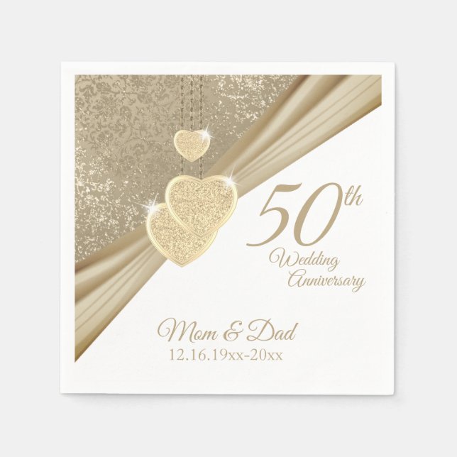 Elegant 50th Anniversary Serviette (Vorderseite)