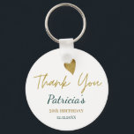 Elegant 50th Birthday Green Gold Thank You  Favor Schlüsselanhänger<br><div class="desc">50th birthday party favor keychain with classy gold thank you typography and gold glitter heart .Personalize with name and date.</div>