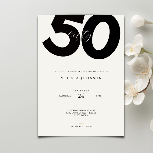 Elegant 50th Birthday Invitation - Minimal Style Einladung (Von Creator hochgeladen)
