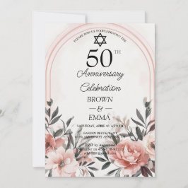 Elegant 50th Wedding Anniversary Floral Celebratio Einladung