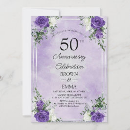 Elegant 50th Wedding Anniversary Floral Celebratio Einladung