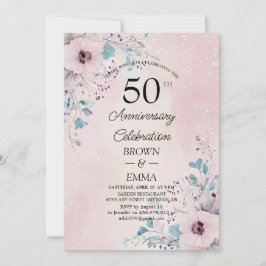 Elegant 50th Wedding Anniversary Floral Celebratio Einladung