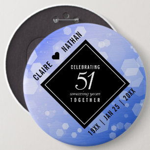 Elegant 51. Saphire Hochzeitstag Button