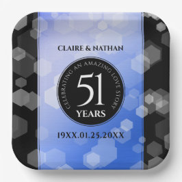 Elegant 51. Saphire Hochzeitstag Pappteller