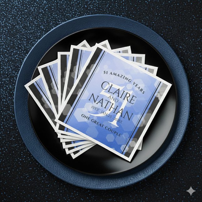 Elegant 51. Saphire Hochzeitstag Serviette (Elegant 51st Sapphire Wedding Anniversary Napkins Cover Photo)
