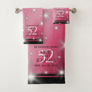 Elegant 52. Star Ruby Wedding Jubiläum Badhandtuch Set
