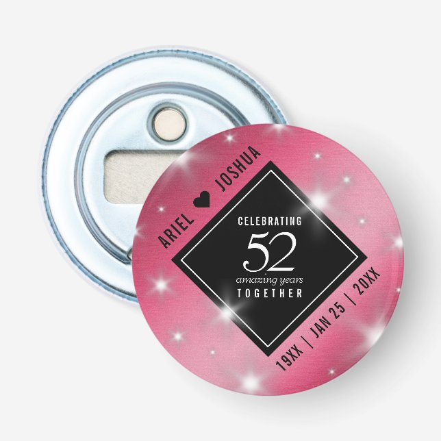 Elegant 52. Star Ruby Wedding Jubiläum Flaschenöffner (Vorderseite)