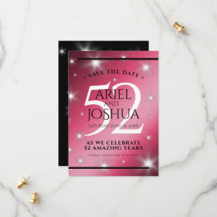 Elegant 52. Star Ruby Wedding Jubiläum Save The Date