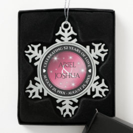 Elegant 52. Star Ruby Wedding Jubiläum Schneeflocken Zinn-Ornament