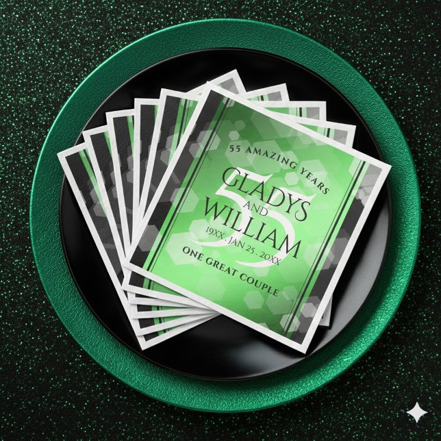 Elegant 55. Emerald Wedding Jubiläum Serviette (Elegant 55th Emerald Wedding Anniversary Napkins Cover Photo)