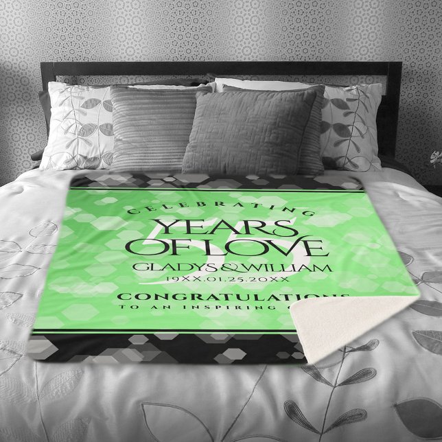 Elegant 55. Emerald Wedding Jubiläum Sherpadecke (Elegant 55th Emerald Wedding Anniversary Sherpa Fleece Blanket Cover Photo.)