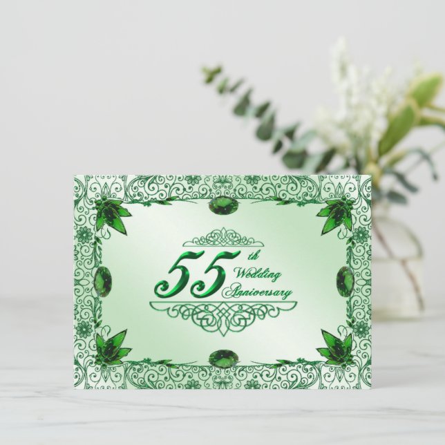 Elegant 55. Hochzeitstag 4.5x6.25 Einladung (Stehend Vorderseite)