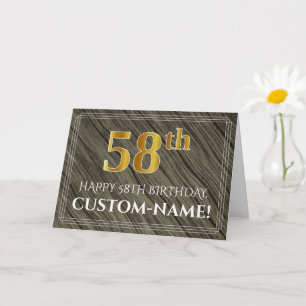 Elegant 58. Geburtstag: Imitate Holz, Imitate Gold Karte